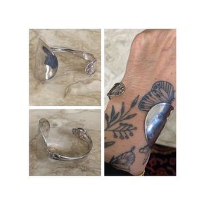 Gorham Sterling Silver Plate Handcrafted Spoon Cuff Bracelet